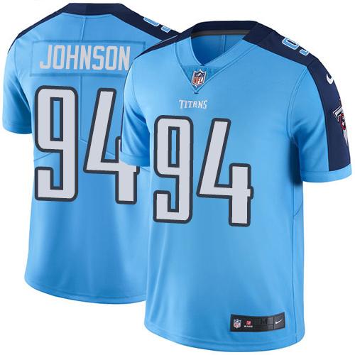 Nike Titans #94 Austin Johnson Light Blue Men's Stitched NFL Limited Rush Jersey
